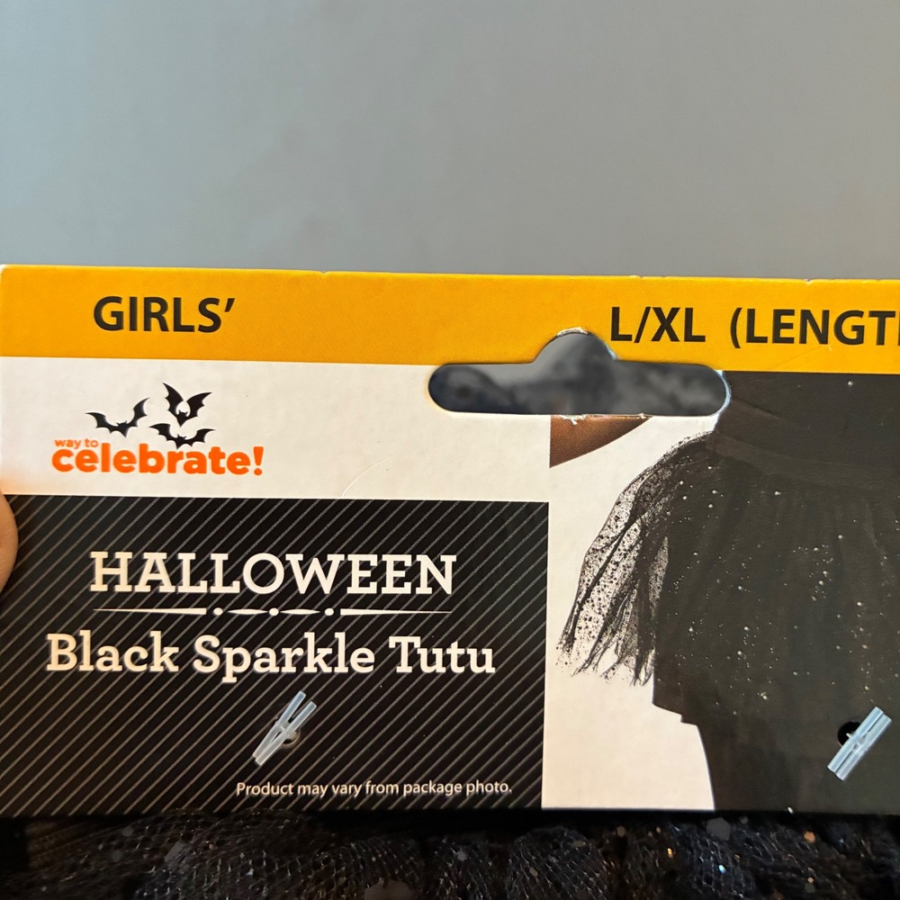Way to Celebrate Girls Halloween Black Sparkle Tutu Skirt L/XL Glitter Costume - Picture 7 of 7